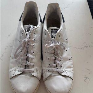 adidas White Leather Sneakers with Navy Heel Tab